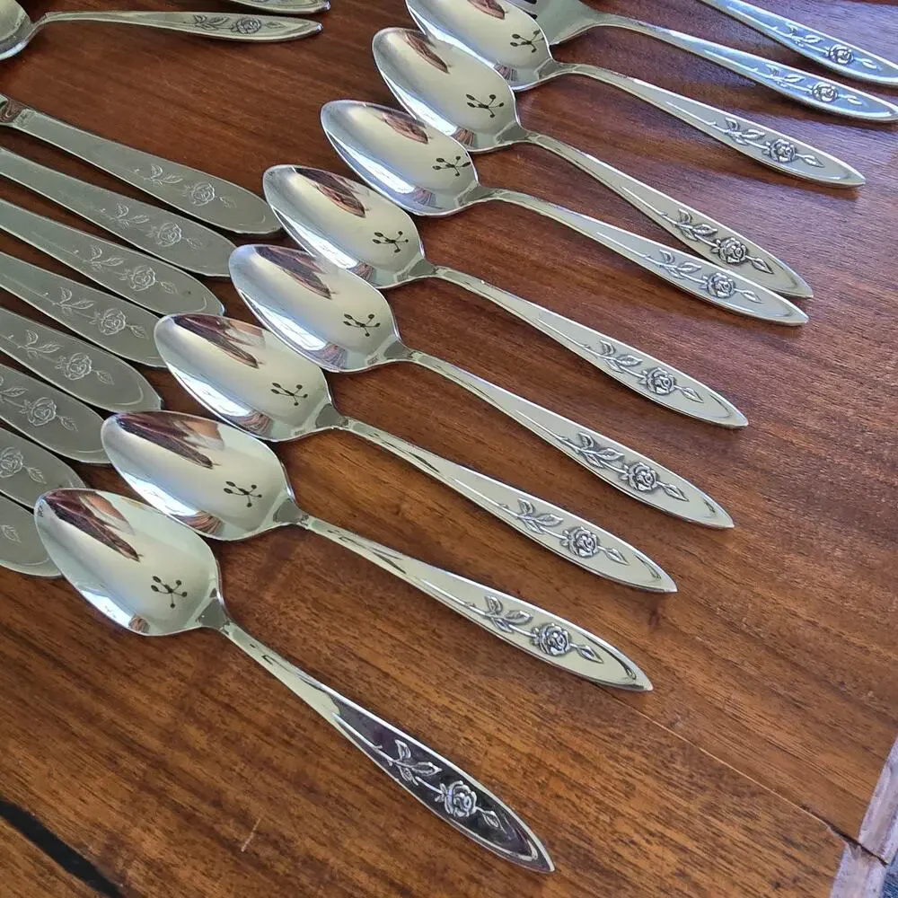 Oneida Community Stainless My Rose Pattern Flatware 40 Pc 1960s Mid Century Mod